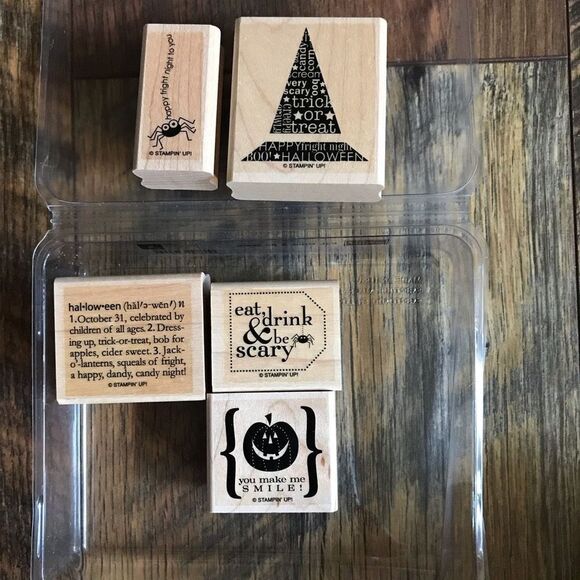 Stampin’ Up! Eat Drink & be Scary rubber stamps mounted card making Halloween - Picture 1 of 2